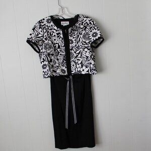 Studio 1 Black and Withe Belted Dress with Jacket Size 10
